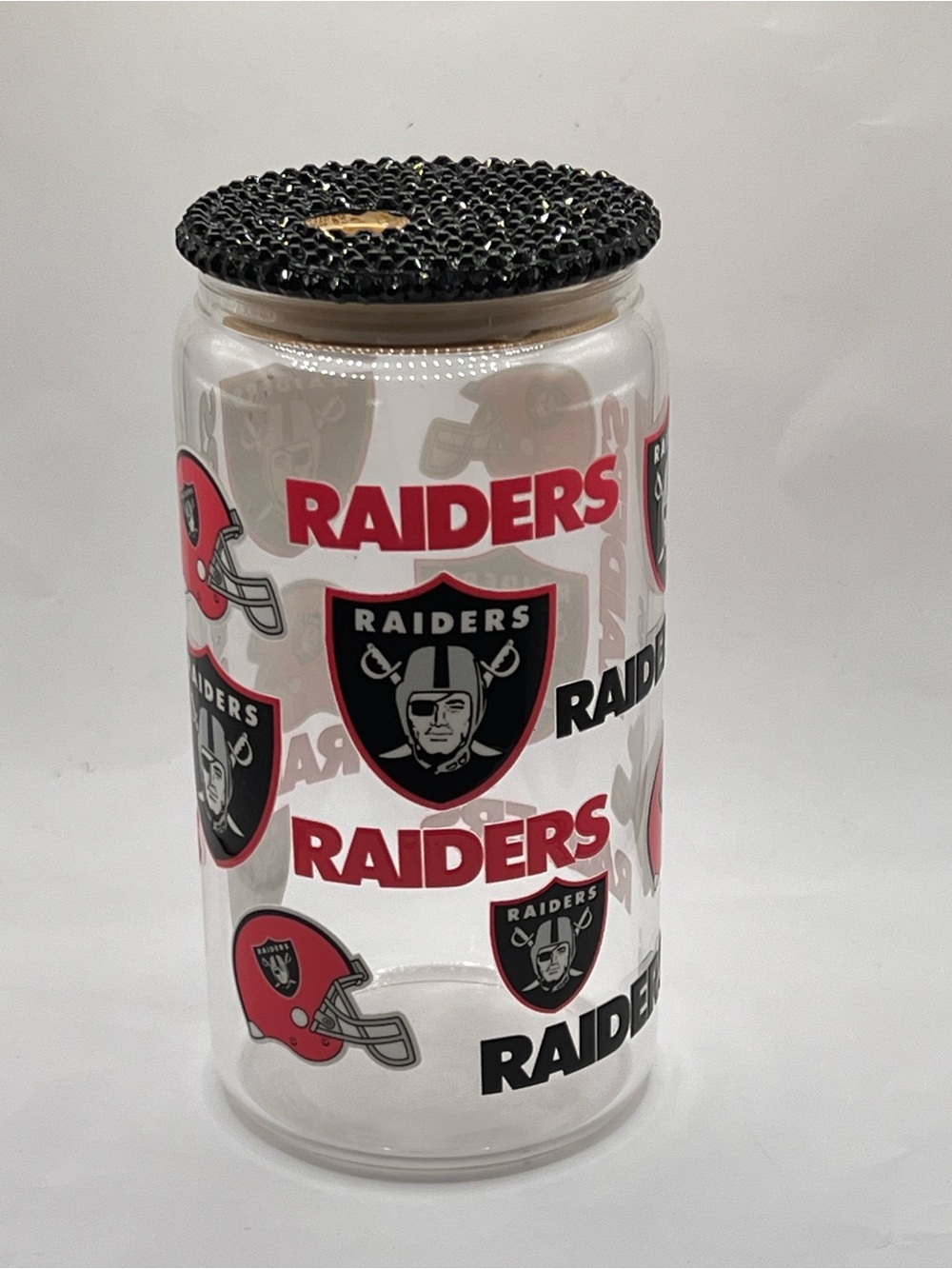 Riders by Lee Clear Logo Glass Canister with Black Jeweled Lid